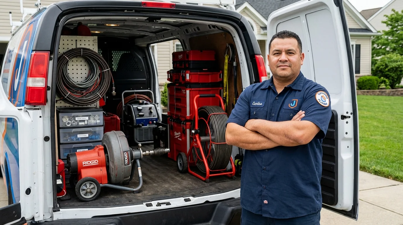 Professional drain cleaning equipment and Johns Plumbing LLC plumber in Otisville