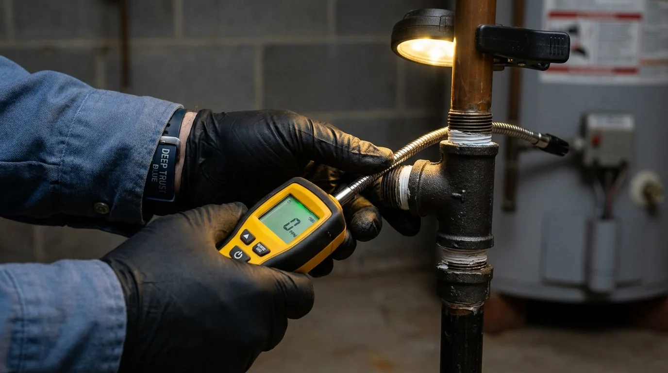 Gas leak detection with electronic sniffer by Johns Plumbing LLC in Otisville